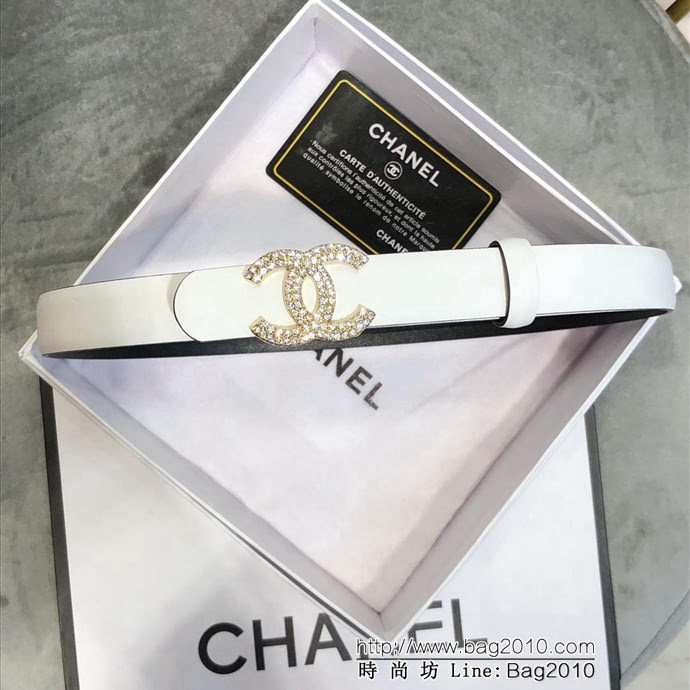 CHANEL香奈兒 18新款 20MM精品 進口光滑優雅小腰帶 CC水鑽扣  xfp1012